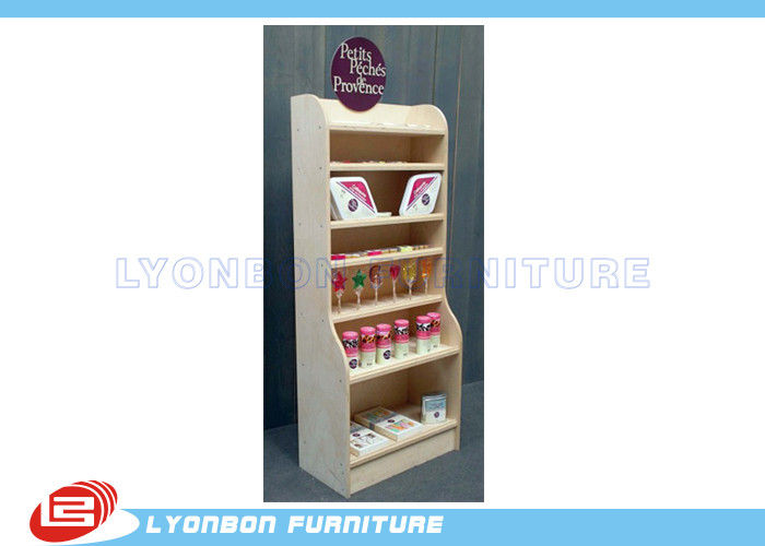 White Natural Pine Wooden Display Stands Multi Layers For Shopping center